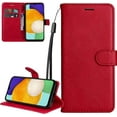 thumbnail image 1 of Retro Solid Color Wallet Case for Samsung Galaxy A13 4G (Not 5G), Business Fashion PU Leather w/Kickstand with Card Holder Flip Phone Cover for Samsung Galaxy A13 4G CS Red, 1 of 7