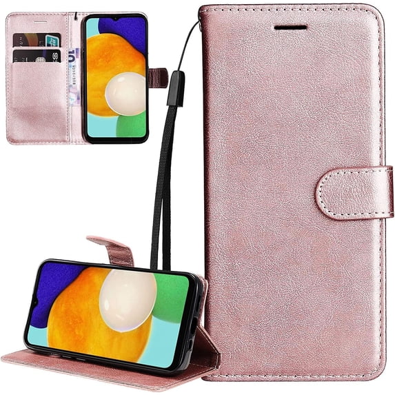 Retro Solid Color Wallet Case for Xiaomi Poco X4 Pro 5G, Business Fashion PU Leather w/Kickstand with Card Holder Flip Phone Cover for Xiaomi Poco X4 Pro 5G CS Rose Gold