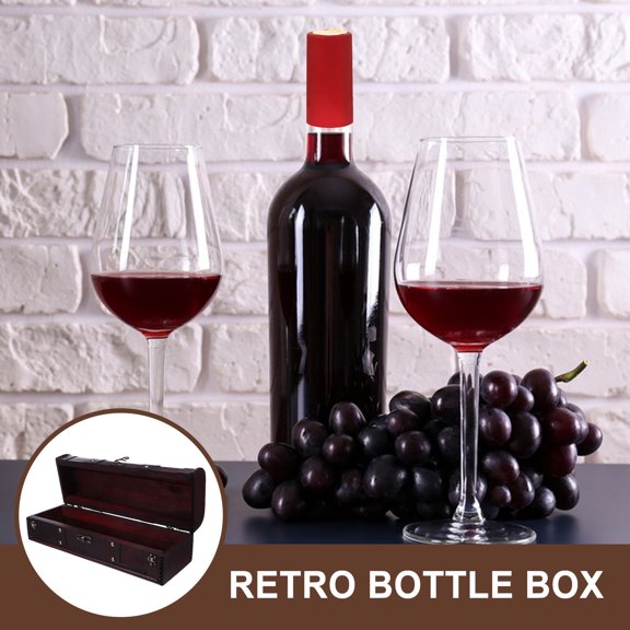 Retro Solid Wood Wine Packing Box Red Decorative Wine Carrier for Home Storage