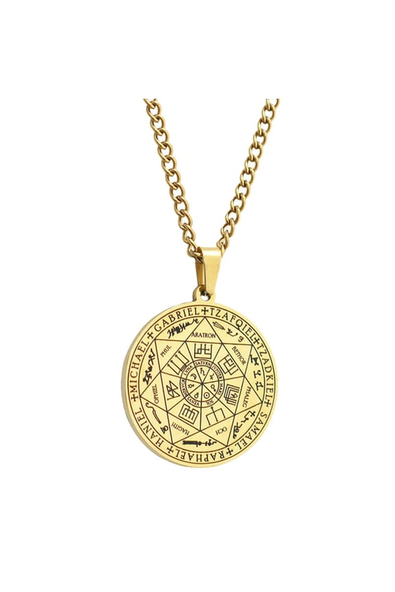 Retro Solomon Heptagram Pendant Amulet- Necklace Stainless Steel Totem- Talisman- Necklaces for Men Religious Jewelry