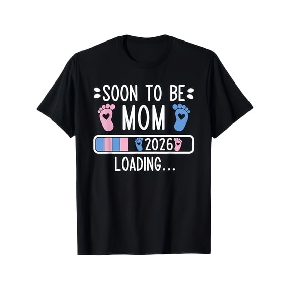 Retro Soon To Be Mom 2026 Loading Pregnancy Announcement T-Shirt Funny Maternity Expecting Motherhood Graphic Tee