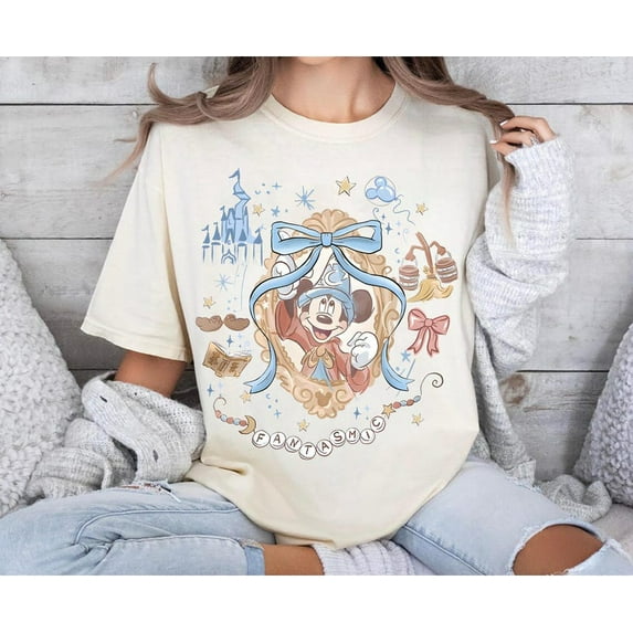 Retro Sorcerer Mickey Fantasia Shirt Disney Magic Tee Wizard Mickey Vintage Aesthetic Shirt Fantasmic Castle Coquette Style Disney Tee Gift