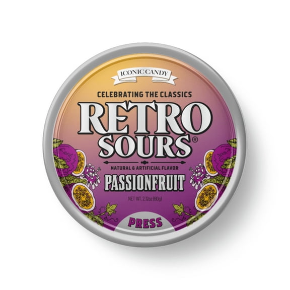 Retro Sours Tin Can Passion Fruit (1 Pack) - Classic Hard Candy in Bold Fruity Flavor