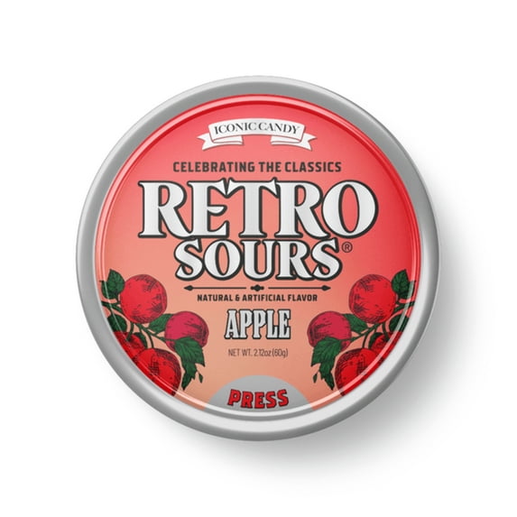 Retro Sours Tin Can – Red Apple (1 Pack) - Classic Hard Candy in Bold Fruity Flavor