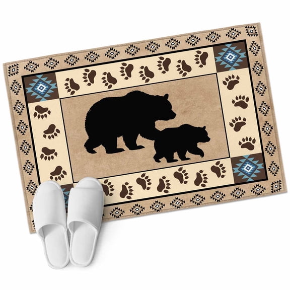 Retro Southwest Bear Washable Area Rug&nbsp;2x3 ft Classic Brown Retro Art Soft Rectangle&nbsp;Rugs for Living Room, Non Slip Carpet for Bedroom&nbsp;Entryway Dining Room