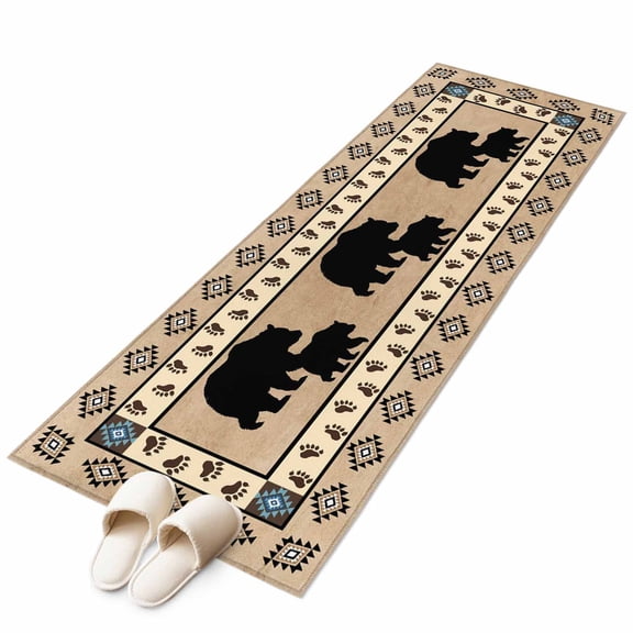 Retro Southwest Bear Washable Area Rug&nbsp;2x6ft Classic Brown Retro Art Soft Rectangle&nbsp;Rugs for Living Room, Non Slip Carpet for Bedroom&nbsp;Entryway Dining Room