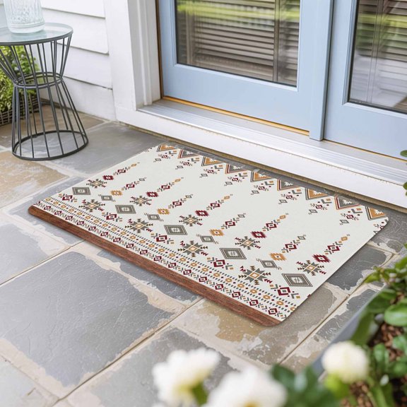Retro Southwest Door Mat Indoor Outdoor,Geometric Abstract Bohemia Native Tribal Non Slip Welcome Mat with Rubber Backing,Absorbent Fabric Front Door Mats Entryway Rug for Home Patio Entrance 16"x24"