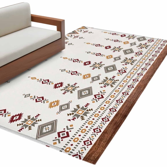 Retro Southwest Large Area Rugs for Bedroom Living Room, Soft Non Slip Carpet Bedside Rug, Geometric Abstract Bohemia Native Tribal Rectangular Floor Cover Kitchen Accent Rug 4'x6' for Office