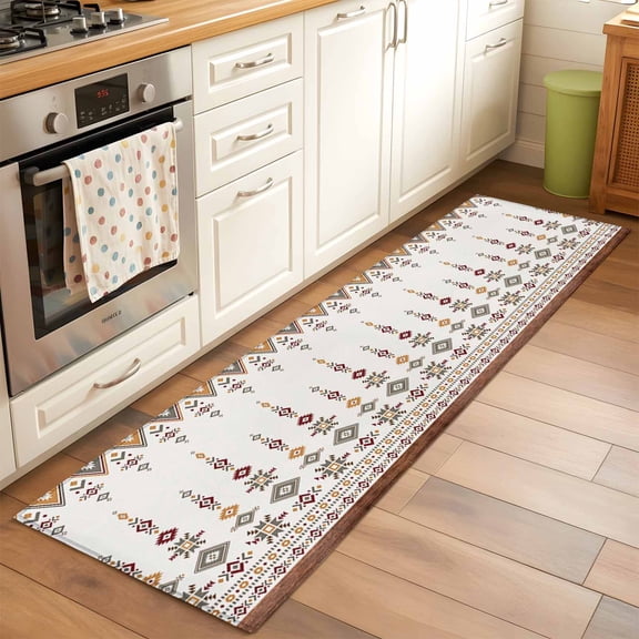 Retro Southwest, Runner Rug 2x6 FT, Non Slip Hallway Carpet, Geometric Abstract Bohemia Native Tribal Washable Floor Carpet Throw Runner Carpet Long Rug for Entryway Kitchen Bedside Sliding Door