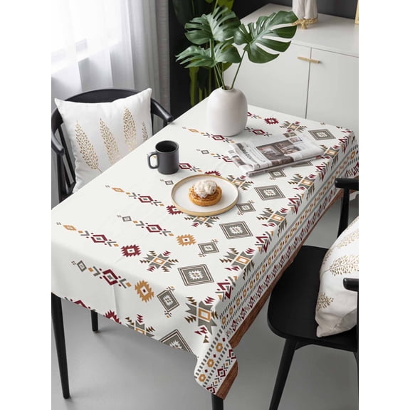 Retro Southwest, Tablecloth Rectangle Table Cloths 54x108, Waterproof Tablecloth Outdoor Table Cloth, Geometric Abstract Bohemia Native Tribal Washable Table Cover for Kitchen Dinning Party