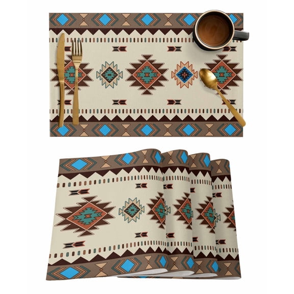 Retro Southwest Texture Placemats Set of 1 Classic Brown Retro Art Heat Insulation Washable Place Mats, Rustic Non-Slip Table Mats for Dining Table Party Kitchen Decor,13x19 Inch