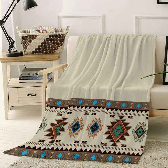 Retro Southwest Texture Throw Flannel Blanket 50x60In Classic Brown Retro Art Super Soft Cozy Bed Blanket, Lightweight Plush Fuzzy Bed Throw for Bedroom Sofa Couch Living Room
