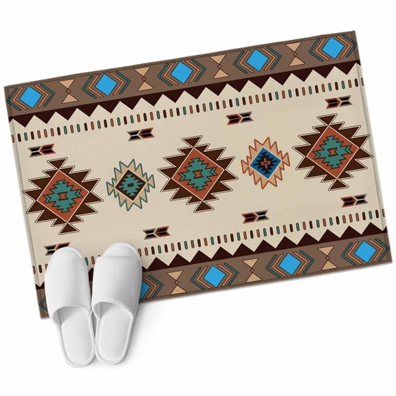 Retro Southwest Texture Washable Area Rug 2x3 ft Classic Brown Retro Art Soft Rectangle Rugs for Living Room, Non Slip Carpet for Bedroom Entryway Dining Room