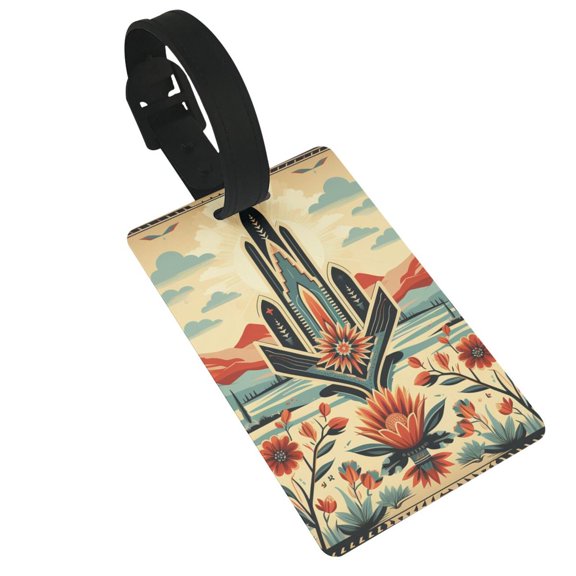 Retro Southwestern Style Art Luggage Tags Suitcases ID Baggage Identifier Card Name Tag for Travel Backpacks Gym Bags