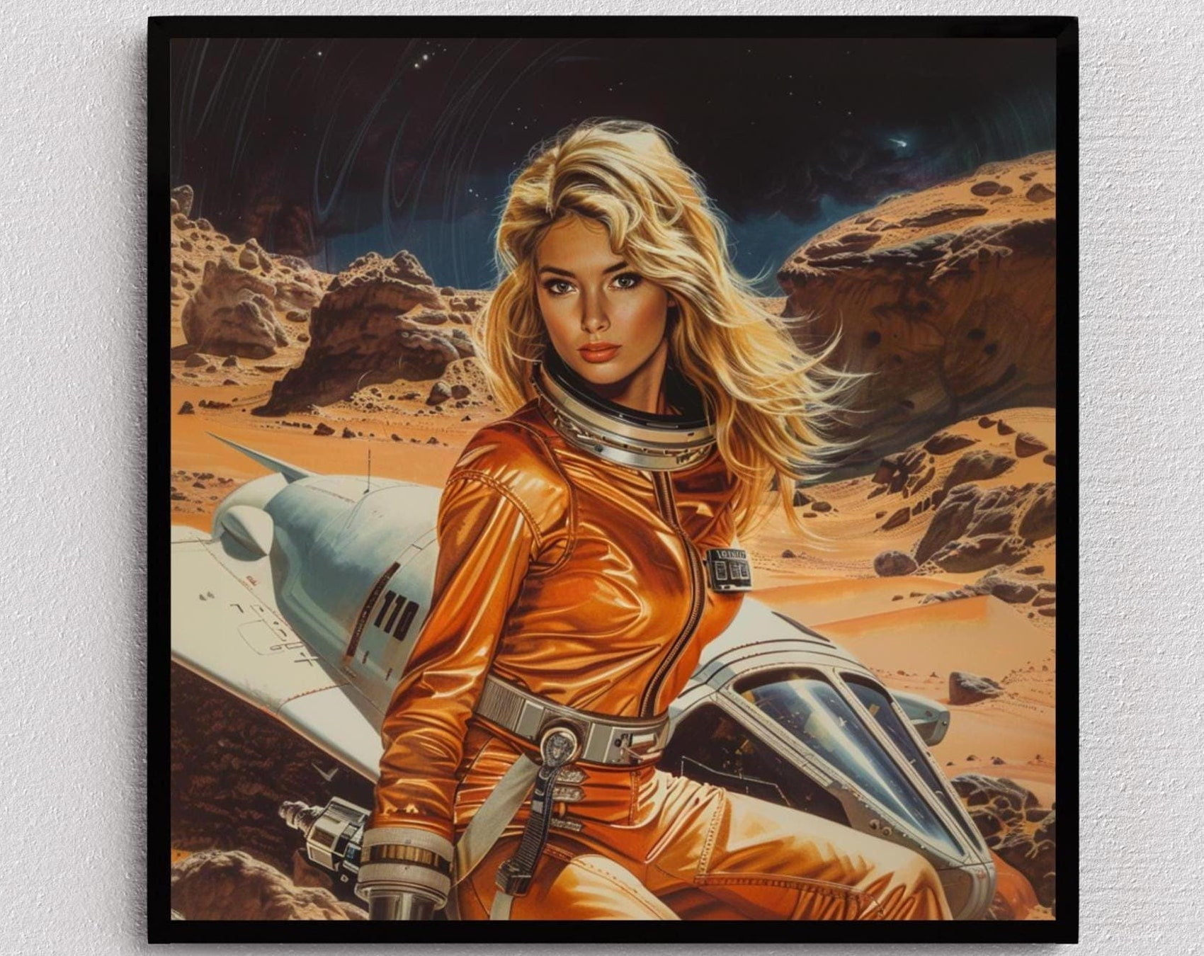 Retro Space Astronaut Poster 50s 'Space Gal' Vintage Scifi Collage Art ...