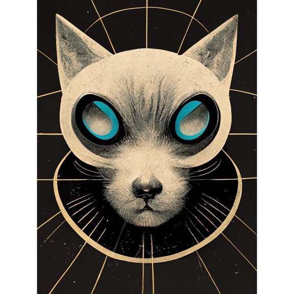 Retro Space Cyber Cat Head Poster Unframed Wall Art Print Poster Home Decor