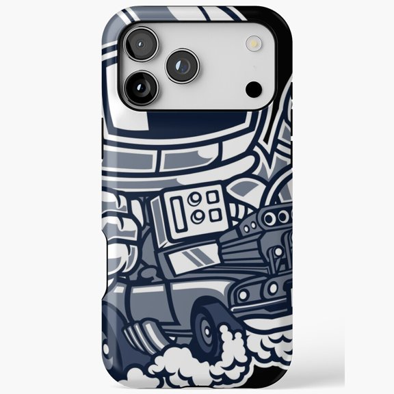 Retro Space Racer Astronaut Car for iPhone Case 11 to 17 Pro Max