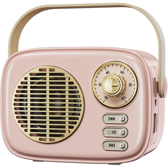 Retro Speaker, Decor,Mini Speaker,Gifts for Teenage Girls Women, Cute Portable Old Fashion Style for Kitchen Desk Office Party ()