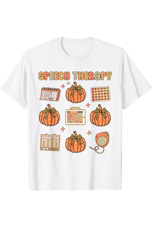 Retro Speech Therapy Slp Fall Pumpkin Speech Therapist T-Shirt All Size S-5XL