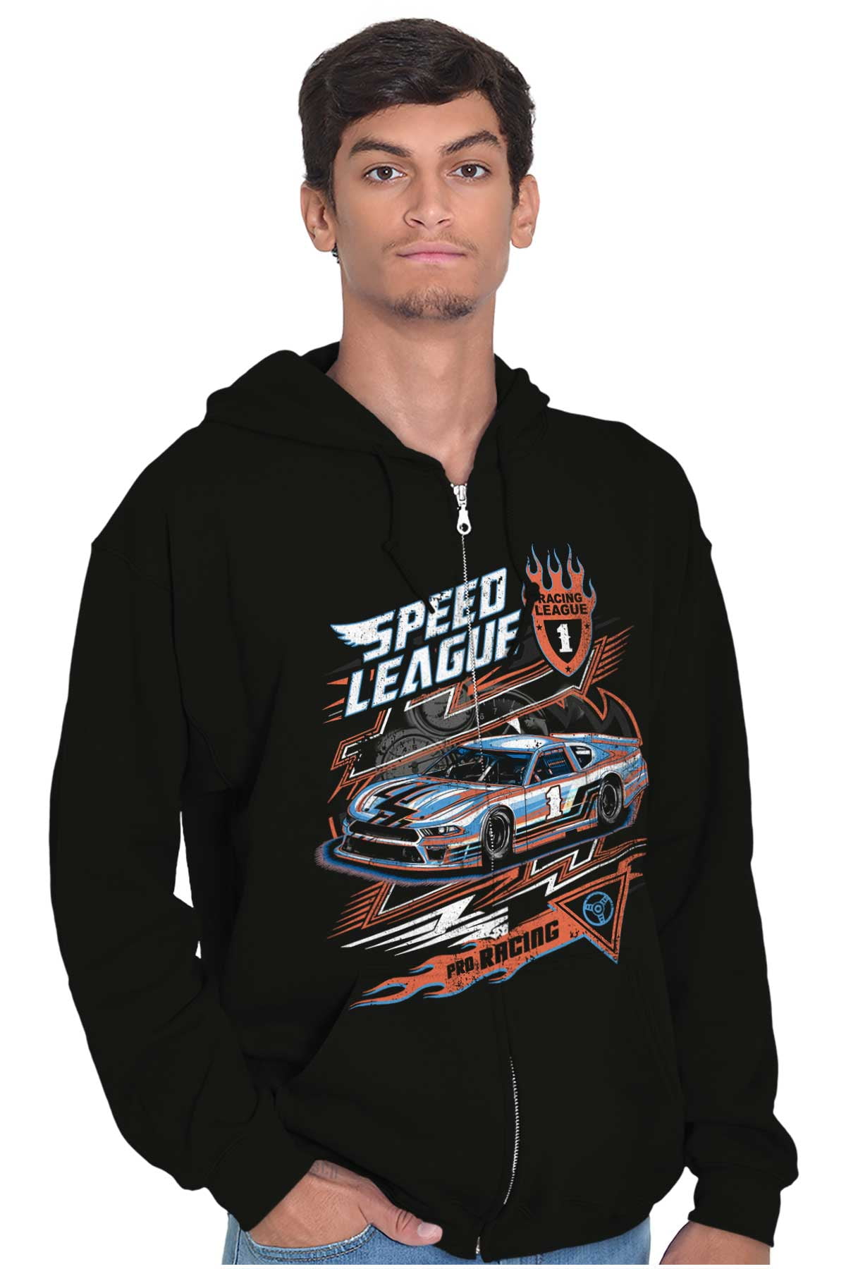 Racing Is In My Blood All Over Print Zip Up Hoodie White