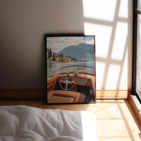 Retro Speedboat Photo Vintage Private Yacht Wall Art Lake Como Poster Old Money Poster Luxurious Brand Richgirl Aesthetic Old Money Print, Poster Only