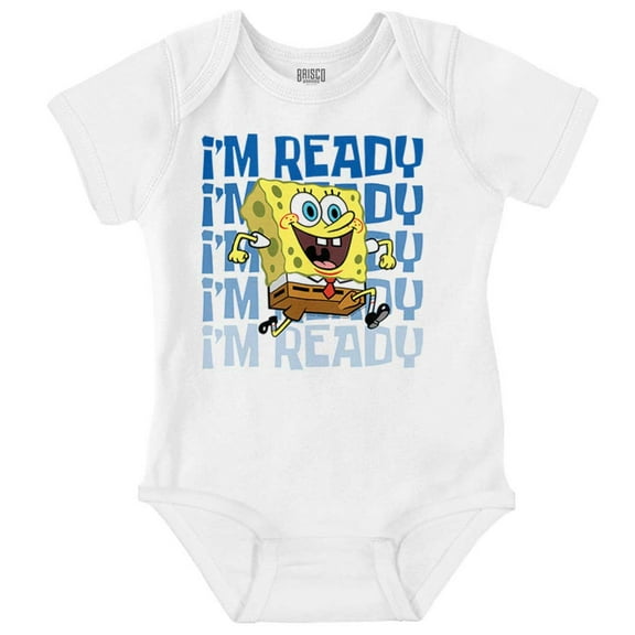 Retro SpongeBob Cartoon I'm Ready Romper Boys or Girls Infant Baby Brisco Brands NB