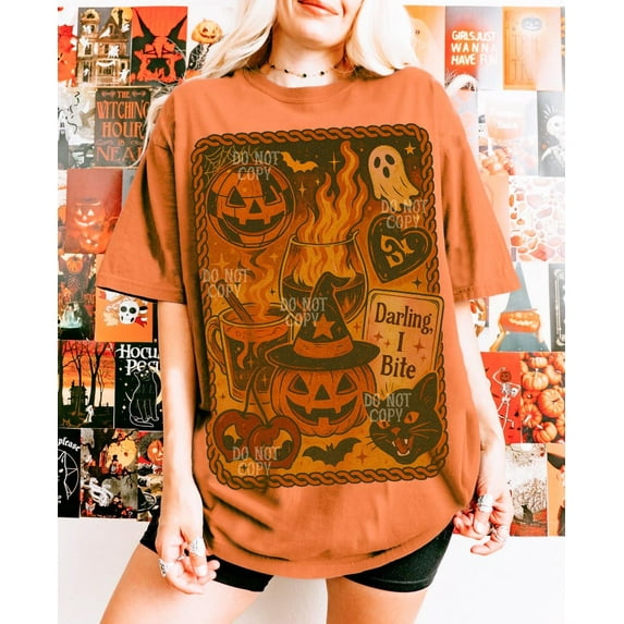 Retro Spooky Cat & Pumpkin Halloween T-Shirt, Witchy Fall Aesthetic Tee, Vintage Spooky Season Shirt, Cute Halloween Graphic Top