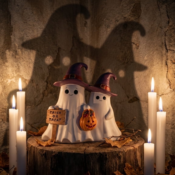 Retro Spooky Finds Wizard Ghost Mini Statue Desktop Ornament Spooky Room Decor For Holiday Party Resin Figurine Purple