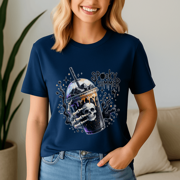 Retro Spooky Summer Skeleton Ice Coffee, Summerween Shirt, Summer Halloween TShirt, Cute Spooky Ghost Tee, Halloween Shirt, Halloween Gift, Ghost Beach , Pumpkin Spooky Season