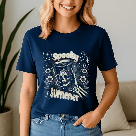 Retro Spooky Summer Skeleton Ice Coffee, Summerween Shirt, Summer Halloween TShirt, Cute Spooky Ghost Tee, Halloween Shirt, Halloween Gift, Ghost Beach , Pumpkin Spooky Season