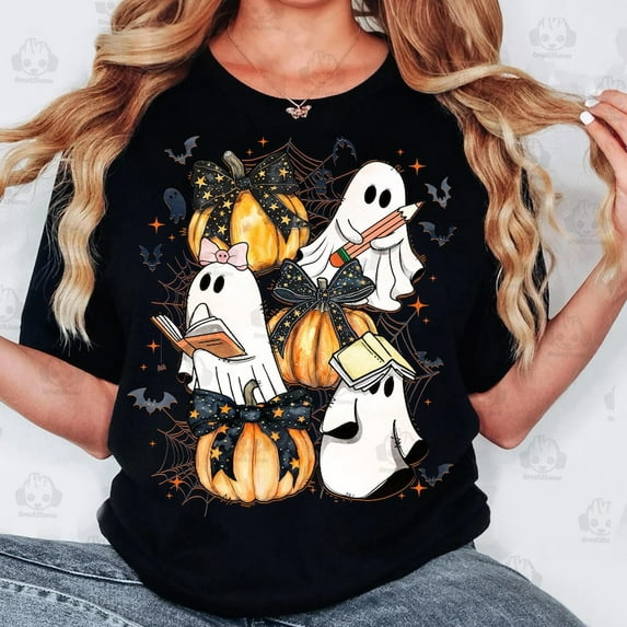 Retro Spooky Teacher Shirt, Halloween Cute Ghost Teacher Shirt, Teacher Boo Shirt, Spooky Vibes Shirt, School Halloween Shirt, Back To School Shirt