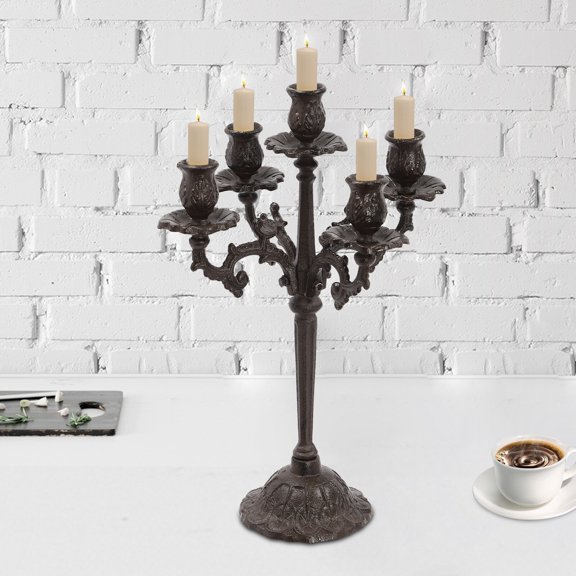 Retro Spray Painted Iron Candlestick, Elegant Table Centerpiece for Party Banquet Hotel Farmhouse Decoration
