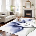 thumbnail image 1 of Retro Spring Area Rugs 5x7 ft Blue Tulip Flower Leaf Floral Washable Rug Non Slip Indoor Carpet Absorbent Floor Mat for Living Room Bedroom Dining Room, 1 of 9