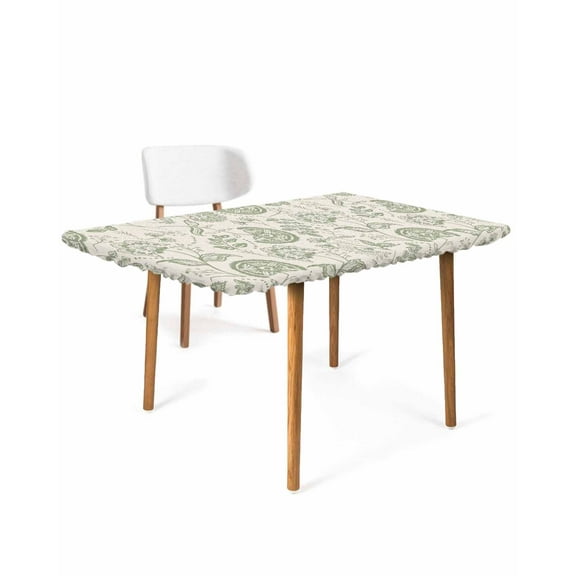 Retro Spring Floral Rectangle Tablecloth, Waterproof Elastic Fitted Table Covers for 3 Foot Tables, 24x36inch Decorative Tablecloths for Picnic, Camping, Outdoor, Summer Botanical Farmhouse Vintage