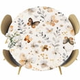 thumbnail image 1 of Retro Spring Floral Round Tablecloth 55-60 Inch Round Fitted Table Cloth with Elastic Edge, Brown Butterfly Botanical Waterproof Table Cover Protector for Outdoor Picnic Party Dining, 1 of 6