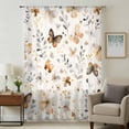 thumbnail image 1 of Retro Spring Floral Sheer Curtains 63 Inches Long, Brown Butterfly Botanical Light Filering Curtains, Breathable Simi Curtain Privacy Drapes for Living Room Bedroom Lightweight Window Treatment, 1 of 9