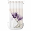 thumbnail image 1 of Retro Spring No Hooks Shower Curtain with Snap-in Liner Purple Tulip Flower Leaf Beige Shower Curtains for Bathroom, Waterproof, Easy Install, Washable 36"x72", 1 of 9