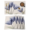 thumbnail image 1 of Retro Spring Placemats Set of 8, Blue Tulip Flower Leaf Beige Non-Slip Place Mats Washable Table Mats for Kitchen Dining Table Decorations Indoor/Outdoor, 1 of 9