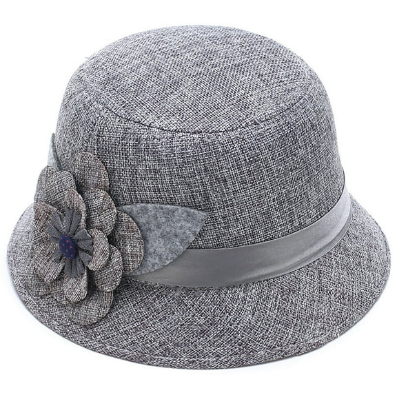 Retro Spring Summer Flower Linen Wide Brim Cocktail Party Travel Ladies Hat Gift