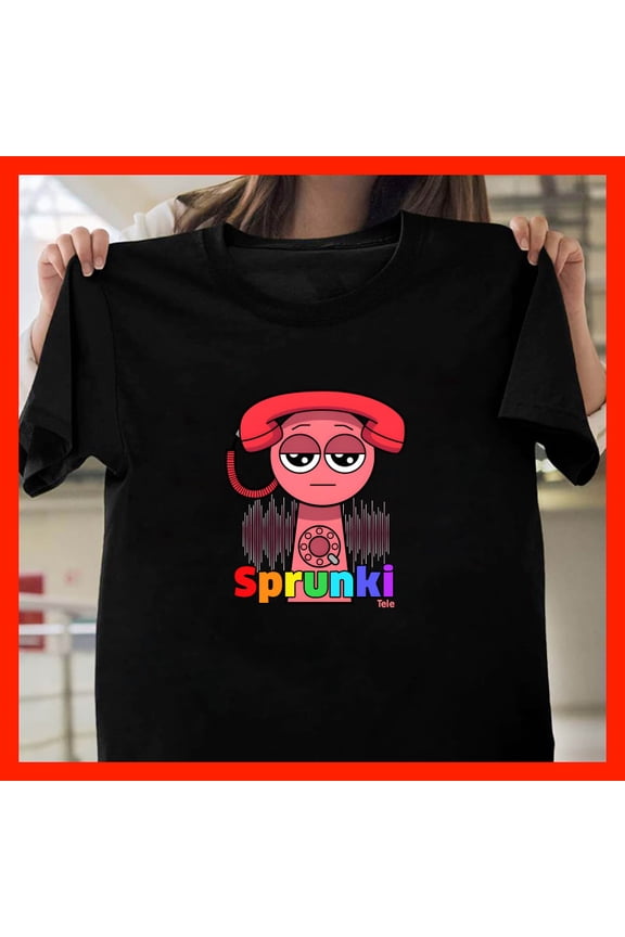 Retro Sprunki Tele Phone Character T-Shirt - Funny Cartoon Graphic Tee T440, Softstyle for Unisex, Extended Sizes Up to 5XL