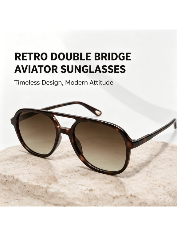 Retro Square Aviator Sunglasses Polarized UV400 Protection Vintage 70s 80s Style for Women and Men
