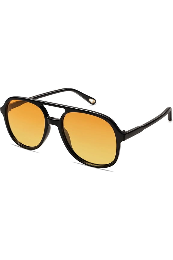 Retro Square Aviator Sunglasses Polarized UV400 Protection Vintage 70s 80s Style for Women and Men