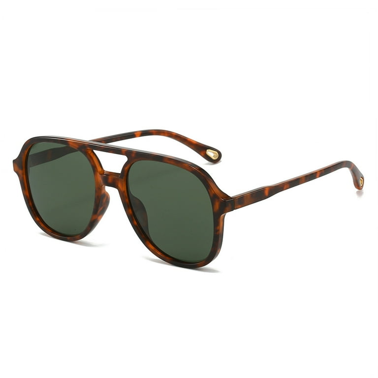 Retro Square Aviator Sunglasses for Womens Mens Vintage 70s Double Bridge Sun Glasses