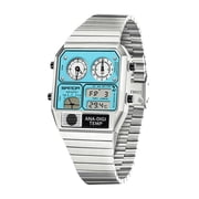 Retro Square Digital Watch with Temperature Display Unisex 7.5Inch Analog 3 Time Zones Luminous Backlight 50M Waterproof Alarm Stopwatch Week/Date