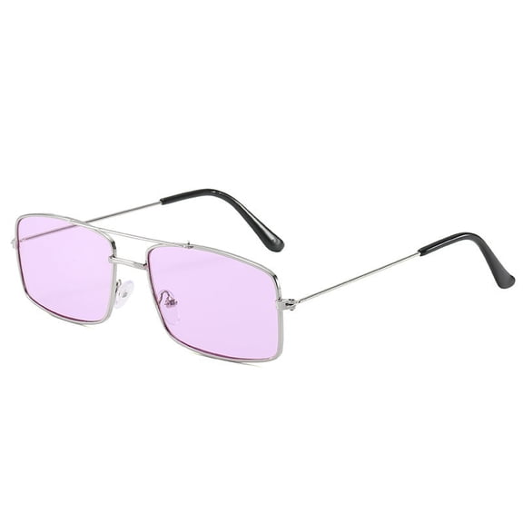 Womens Sunglasses Retro Square Frame with Double Beam UV400 Protection Vintage Sun Glasses Strong Durable Plastic Metal
