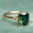 thumbnail image 1 of Unisex Retro Ring Emerald Gemstone Square Alloy Inlaid Four Claw Rhinestones Design Weddings Jewelry Statement, 1 of 3