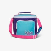 Igloo Retro Square Softside Lunch Bag, 9 Can Capacity, Purple/Aqua