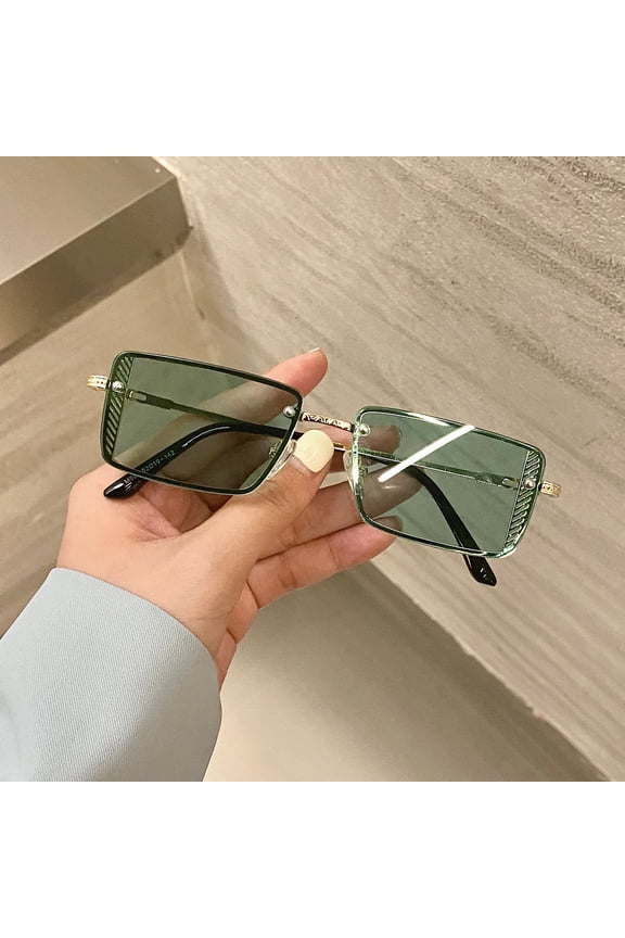 Square Sunglasses Retro Fashion Eyewear with Resin Lens for Round Faces Long Faces Square Faces Oval Faces Street Look and Bungee Cord Design General Use Glasses