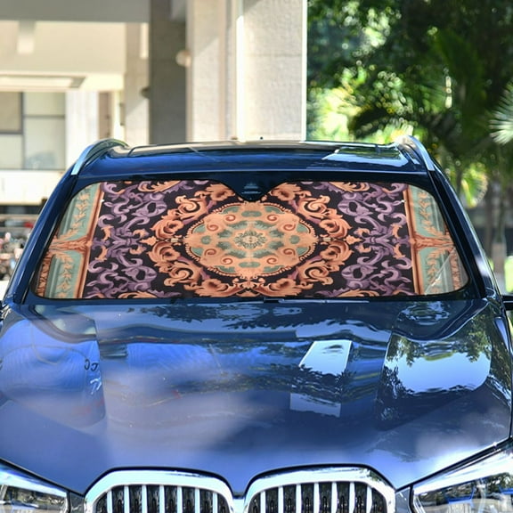 Retro Square Tradditional Automotive Front Car Windshield Sun Shade Reflector Foldable for Front Fit for Cars Truck SUVs