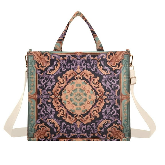 Retro Square Tradditional Corduroy Tote Bag Handbag Large Messenger Bag Shoulder Crossbody Zipper Bag Purse